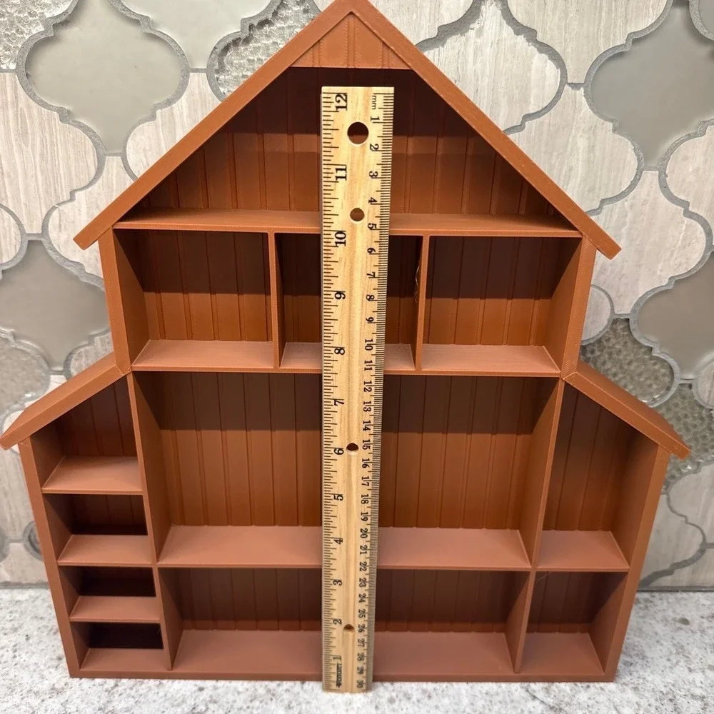 Barn Shaped Trinket Shelf Tray Display Brown Miniatures 3D printed 12x13